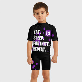 Детский купальный костюм 3D с принтом Eat Sleep Fortnite Repeat в городе Новоалтайск, Полиэстер 85%, Спандекс 15% | застежка на молнии на спине | battle | boss | epic | floss | fortnite | game | games | lama | pubg | pvp | royale | save | survival | the | world | битва | выживание | дроп | игра | игры | королевская | лама | массакр | мир | пабг | спасти | фортнайт