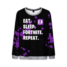 Мужской свитшот 3D с принтом Eat Sleep Fortnite Repeat в городе Новоалтайск, 100% полиэстер с мягким внутренним слоем | круглый вырез горловины, мягкая резинка на манжетах и поясе, свободная посадка по фигуре | Тематика изображения на принте: battle | boss | epic | floss | fortnite | game | games | lama | pubg | pvp | royale | save | survival | the | world | битва | выживание | дроп | игра | игры | королевская | лама | массакр | мир | пабг | спасти | фортнайт