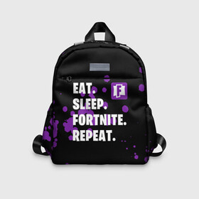 Детский рюкзак 3D с принтом Eat Sleep Fortnite Repeat в городе Новоалтайск, 100% полиэстер | лямки с регулируемой длиной, сверху петелька, чтобы рюкзак можно было повесить на вешалку. Основное отделение закрывается на молнию, как и внешний карман. Внутри дополнительный карман. По бокам два дополнительных кармашка | battle | boss | epic | floss | fortnite | game | games | lama | pubg | pvp | royale | save | survival | the | world | битва | выживание | дроп | игра | игры | королевская | лама | массакр | мир | пабг | спасти | фортнайт