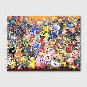 Альбом для рисования с принтом Super Smash Bros в городе Новоалтайск, 100% бумага
 | матовая бумага, плотность 200 мг. | donkey | fighting | kong | mario | nintendo | pokemon | super | байонетта | бельмонты | клауд | мегамен | пикачу | пэкмэн | рихтер | рю | саймон | солид | соник | страйф | файтинг