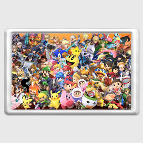 Магнит 45*70 с принтом Super Smash Bros в городе Новоалтайск, Пластик | Размер: 78*52 мм; Размер печати: 70*45 | donkey | fighting | kong | mario | nintendo | pokemon | super | байонетта | бельмонты | клауд | мегамен | пикачу | пэкмэн | рихтер | рю | саймон | солид | соник | страйф | файтинг