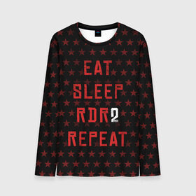 Мужской лонгслив 3D с принтом Eat Sleep RDR2 Repeat в городе Новоалтайск, 100% полиэстер | длинные рукава, круглый вырез горловины, полуприлегающий силуэт | dead | die | eat | flag | game | games | gta | rdr | rdr2 | red | redemption | repeat | rockstar | sleep | sun | western | вестерн | выкуп | гта | дикий | запад | игра | игры | красный | мертвый | рдр | рдр2 | рокстар | солнце