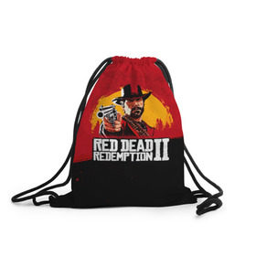 Рюкзак-мешок 3D с принтом Red Dead Redemption 2 в городе Новоалтайск, 100% полиэстер | плотность ткани — 200 г/м2, размер — 35 х 45 см; лямки — толстые шнурки, застежка на шнуровке, без карманов и подкладки | dead | die | flag | game | games | gta | rdr | rdr2 | red | redemption | rockstar | sun | sunset | western | вестерн | выкуп | гта | дикий | закат | запад | игра | игры | красный | мертвый | поле | рдр | рдр2 | рокстар | солнце