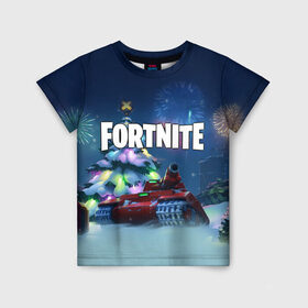 Детская футболка 3D с принтом Fortnite Новый год в городе Новоалтайск, 100% гипоаллергенный полиэфир | прямой крой, круглый вырез горловины, длина до линии бедер, чуть спущенное плечо, ткань немного тянется | 