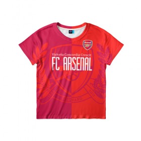 Детская футболка 3D с принтом FC Arsenal в городе Новоалтайск, 100% гипоаллергенный полиэфир | прямой крой, круглый вырез горловины, длина до линии бедер, чуть спущенное плечо, ткань немного тянется | arsenal | arsenal football club | арсенал | футбольный клуб