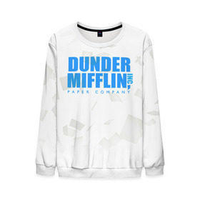Мужской свитшот 3D с принтом Dunder Mifflin (The Office) в городе Новоалтайск, 100% полиэстер с мягким внутренним слоем | круглый вырез горловины, мягкая резинка на манжетах и поясе, свободная посадка по фигуре | company | dunder | inc | mifflin | office | paper | the | бумага | бумаги | бумажная | дандер | компания | контора | корпорация | листочки | листы | лого | логотип | миффлин | офис | оффис | сериал | сериалы | символ | синий