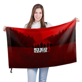 Флаг 3D с принтом RED DEAD REDEMPTION 2 в городе Новоалтайск, 100% полиэстер | плотность ткани — 95 г/м2, размер — 67 х 109 см. Принт наносится с одной стороны | game | red dead | red dead redemption 2 | redemption 2 | rockstar games | бандиты | дикий запад | игры | ковбои | оружие