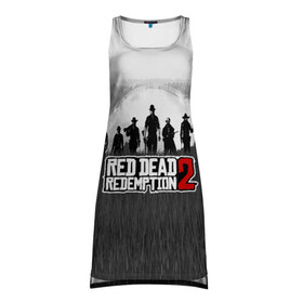 Платье-майка 3D с принтом Red Dead Redemption 2 в городе Новоалтайск, 100% полиэстер | полуприлегающий силуэт, широкие бретели, круглый вырез горловины, удлиненный подол сзади. | game | red dead | red dead redemption 2 | redemption 2 | rockstar games | бандиты | дикий запад | игры | ковбои | оружие