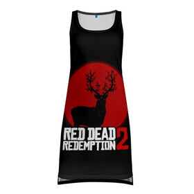 Платье-майка 3D с принтом red dead redemption 2 в городе Новоалтайск, 100% полиэстер | полуприлегающий силуэт, широкие бретели, круглый вырез горловины, удлиненный подол сзади. | game | red dead | red dead redemption 2 | redemption 2 | rockstar games | бандиты | дикий запад | игры | ковбои | оружие