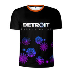Мужская футболка 3D спортивная с принтом Новогодний Detroit: Become human в городе Новоалтайск, 100% полиэстер с улучшенными характеристиками | приталенный силуэт, круглая горловина, широкие плечи, сужается к линии бедра | 