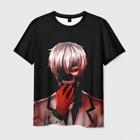 Мужская футболка 3D с принтом Ken Kaneki в городе Новоалтайск, 100% полиэфир | прямой крой, круглый вырез горловины, длина до линии бедер | anime | blood | eyepatch | ghoul | kaneki | ken | one eyed | tokyo | tokyoghoul | гуль | канеки | кен | кровь | одноглазый | токийский