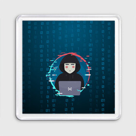 Магнит 55*55 с принтом Anonymous hacker в городе Новоалтайск, Пластик | Размер: 65*65 мм; Размер печати: 55*55 мм | anonymous | hacker | it | аноним | взлом | компьютер | ноутбук | программист | хакер