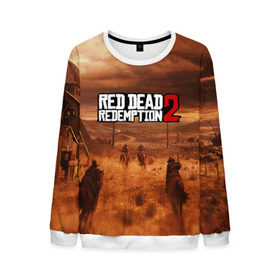 Мужской свитшот 3D с принтом RED DEAD REDEMPTION 2 в городе Новоалтайск, 100% полиэстер с мягким внутренним слоем | круглый вырез горловины, мягкая резинка на манжетах и поясе, свободная посадка по фигуре | game | red dead | red dead redemption 2 | redemption 2 | rockstar games | бандиты | дикий запад | игры | ковбои | оружие