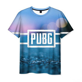 Мужская футболка 3D с принтом PUBG light blue в городе Новоалтайск, 100% полиэфир | прямой крой, круглый вырез горловины, длина до линии бедер | pubg | игра | лого | пубг | светлый | стрелялка | шутер
