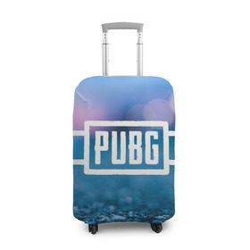 Чехол для чемодана 3D с принтом PUBG light blue в городе Новоалтайск, 86% полиэфир, 14% спандекс | двустороннее нанесение принта, прорези для ручек и колес | pubg | игра | лого | пубг | светлый | стрелялка | шутер