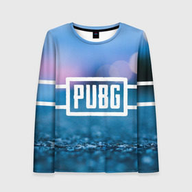 Женский лонгслив 3D с принтом PUBG light blue в городе Новоалтайск, 100% полиэстер | длинные рукава, круглый вырез горловины, полуприлегающий силуэт | pubg | игра | лого | пубг | светлый | стрелялка | шутер
