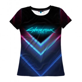 Женская футболка 3D с принтом CYBERPUNK 2077 в городе Новоалтайск, 100% полиэфир ( синтетическое хлопкоподобное полотно) | прямой крой, круглый вырез горловины, длина до линии бедер | 2019 | cd project red | cyberpunk 2077 | future | hack | night city | samurai | sci fi | андроиды | безумие | будущее | киберпанк 2077 | логотип | роботы | самураи | фантастика | цифры