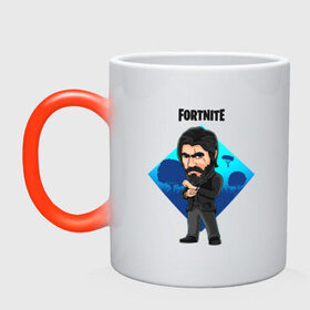 Кружка хамелеон с принтом ДУШЕГУБ FORTNITE в городе Новоалтайск, керамика | меняет цвет при нагревании, емкость 330 мл | 3 сезон | battle | fortnite | john | royale | wick | битва | джон | душегуб | королевская | скин | уик | форт | фортнайт | форточка
