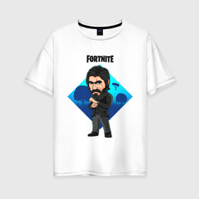 Женская футболка хлопок Oversize с принтом ДУШЕГУБ FORTNITE в городе Новоалтайск, 100% хлопок | свободный крой, круглый ворот, спущенный рукав, длина до линии бедер
 | 3 сезон | battle | fortnite | john | royale | wick | битва | джон | душегуб | королевская | скин | уик | форт | фортнайт | форточка