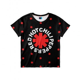 Детская футболка 3D с принтом Red Hot Chili Peppers в городе Новоалтайск, 100% гипоаллергенный полиэфир | прямой крой, круглый вырез горловины, длина до линии бедер, чуть спущенное плечо, ткань немного тянется | chili | cross | hot | logo | music | peppers | red | red hot chili peppers | rhcp | rock | star | symbol | звезда | звездочка | красная | красный | крест | логотип | музыка | перцы | рок | символ | цветок | цветочек | чили