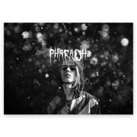 Поздравительная открытка с принтом PHARAOH DARK в городе Новоалтайск, 100% бумага | плотность бумаги 280 г/м2, матовая, на обратной стороне линовка и место для марки
 | dark | dead | dolor | dynasty | hip | hop | pharaoh | phlora | phloyd | phosphor | rap | raper | redrum | russian | skr | tattoo | yungrussia | глеб | голубин | мрачный | репер | русский | рэп | скр | уаджет | фара | фараон | хип | хоп