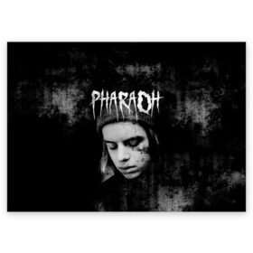 Поздравительная открытка с принтом PHARAOH в городе Новоалтайск, 100% бумага | плотность бумаги 280 г/м2, матовая, на обратной стороне линовка и место для марки
 | dark | dead | dolor | dynasty | hip | hop | pharaoh | phlora | phloyd | phosphor | rap | raper | redrum | russian | skr | tattoo | yungrussia | глеб | голубин | мрачный | репер | русский | рэп | скр | уаджет | фара | фараон | хип | хоп