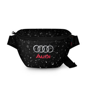 Поясная сумка 3D с принтом AUDI под Дождём в городе Новоалтайск, 100% полиэстер | плотная ткань, ремень с регулируемой длиной, внутри несколько карманов для мелочей, основное отделение и карман с обратной стороны сумки застегиваются на молнию | audi | auto | logo | moto | symbol | авто | автомобили | автомобилисту | автомобильная | ауди | гонки | дождь | знак | капли | лого | логотип | марка | машина | машинки | машины | мото | мотоцикл | символ | тюнинг