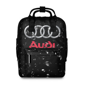 Женский рюкзак 3D с принтом AUDI под Дождём в городе Новоалтайск, 100% полиэстер | лямки с регулируемой длиной, сверху ручки, чтобы рюкзак нести как сумку. Основное отделение закрывается на молнию, как и внешний карман. Внутри два дополнительных кармана, один из которых закрывается на молнию. По бокам два дополнительных кармашка, куда поместится маленькая бутылочка
 | audi | auto | logo | moto | symbol | авто | автомобили | автомобилисту | автомобильная | ауди | гонки | дождь | знак | капли | лого | логотип | марка | машина | машинки | машины | мото | мотоцикл | символ | тюнинг