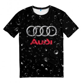 Мужская футболка 3D с принтом AUDI под Дождём в городе Новоалтайск, 100% полиэфир | прямой крой, круглый вырез горловины, длина до линии бедер | audi | auto | logo | moto | symbol | авто | автомобили | автомобилисту | автомобильная | ауди | гонки | дождь | знак | капли | лого | логотип | марка | машина | машинки | машины | мото | мотоцикл | символ | тюнинг