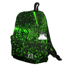 Рюкзак 3D с принтом RAZER в городе Новоалтайск, 100% полиэстер | лямки с регулируемой длиной, сверху петелька, чтобы рюкзак можно было повесить на вешалку. Основное отделение закрывается на молнию, как и внешний карман. Внутри два дополнительных кармана, один из которых закрывается на молнию. По бокам два дополнительных кармашка | 101 | brand | company | gamer | green | logo | mamba | naga | player | razer | rzr | snake | бренд | железо | зеленый | змея | компания | лого | рейзер | софт