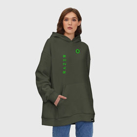 Худи SuperOversize хлопок с принтом RAZER в городе Новоалтайск, 70% хлопок, 30% полиэстер, мягкий начес внутри | карман-кенгуру, эластичная резинка на манжетах и по нижней кромке, двухслойный капюшон
 | 101 | brand | company | gamer | green | logo | mamba | naga | player | razer | rzr | snake | бренд | железо | зеленый | змея | компания | лого | рейзер | софт