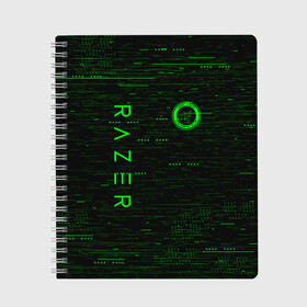Тетрадь с принтом RAZER в городе Новоалтайск, 100% бумага | 48 листов, плотность листов — 60 г/м2, плотность картонной обложки — 250 г/м2. Листы скреплены сбоку удобной пружинной спиралью. Уголки страниц и обложки скругленные. Цвет линий — светло-серый
 | 101 | brand | company | gamer | green | logo | mamba | naga | player | razer | rzr | snake | бренд | железо | зеленый | змея | компания | лого | рейзер | софт
