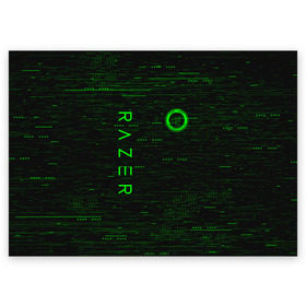 Поздравительная открытка с принтом RAZER в городе Новоалтайск, 100% бумага | плотность бумаги 280 г/м2, матовая, на обратной стороне линовка и место для марки
 | Тематика изображения на принте: 101 | brand | company | gamer | green | logo | mamba | naga | player | razer | rzr | snake | бренд | железо | зеленый | змея | компания | лого | рейзер | софт
