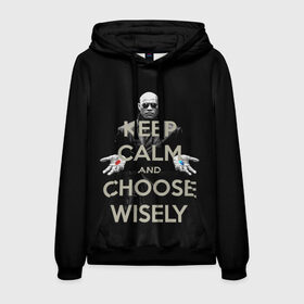 Мужская толстовка 3D с принтом Keep calm and choose wisely в городе Новоалтайск, 100% полиэстер | двухслойный капюшон со шнурком для регулировки, мягкие манжеты на рукавах и по низу толстовки, спереди карман-кенгуру с мягким внутренним слоем. | art | film | keep calm | matrix | neo | ttdwakeupneo | выбирай с умом | выбор | кип калм | красная | матрица | морфиус | нео | пилюли | реальность | руки | синяя | тринити | черный