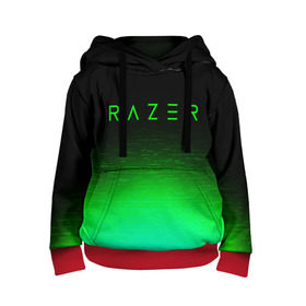 Детская толстовка 3D с принтом RAZER в городе Новоалтайск, 100% полиэстер | двухслойный капюшон со шнурком для регулировки, мягкие манжеты на рукавах и по низу толстовки, спереди карман-кенгуру с мягким внутренним слоем | Тематика изображения на принте: 101 | brand | company | gamer | green | logo | mamba | naga | player | razer | rzr | snake | бренд | железо | зеленый | змея | компания | лого | рейзер | софт