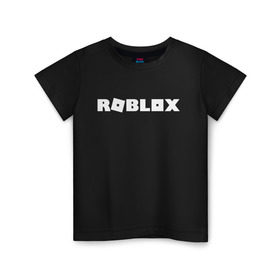 Детская футболка хлопок с принтом Roblox Logo в городе Новоалтайск, 100% хлопок | круглый вырез горловины, полуприлегающий силуэт, длина до линии бедер | logo | roblox | лого | логотип | надпись | роблокс