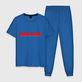 Мужская пижама хлопок с принтом Roblox Logo в городе Новоалтайск, 100% хлопок | брюки и футболка прямого кроя, без карманов, на брюках мягкая резинка на поясе и по низу штанин
 | logo | roblox | лого | логотип | надпись | роблокс