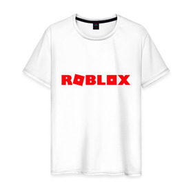 Мужская футболка хлопок с принтом Roblox Logo в городе Новоалтайск, 100% хлопок | прямой крой, круглый вырез горловины, длина до линии бедер, слегка спущенное плечо. | Тематика изображения на принте: logo | roblox | лого | логотип | надпись | роблокс