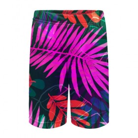 Детские спортивные шорты 3D с принтом Тропики в городе Новоалтайск,  100% полиэстер
 | пояс оформлен широкой мягкой резинкой, ткань тянется
 | 