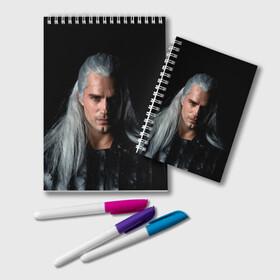 Блокнот с принтом The Witcher Geralt of Rivia в городе Новоалтайск, 100% бумага | 48 листов, плотность листов — 60 г/м2, плотность картонной обложки — 250 г/м2. Листы скреплены удобной пружинной спиралью. Цвет линий — светло-серый
 | Тематика изображения на принте: andrzej | cavill | ciri | cirilla | geralt | henry | netflix | rivia | sapkowski | witcher | yennefer | анджей | ведьмак | генри | геральт | йеннифэр | кавилл | ривия | сапковский | цири | цирилла