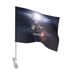 Флаг для автомобиля с принтом MASS EFFECT 3 в городе Новоалтайск, 100% полиэстер | Размер: 30*21 см | amdromeda initiative | andromeda | game | gun | hemet | n7 | rifle | ryder | soldier | space | star | weapon