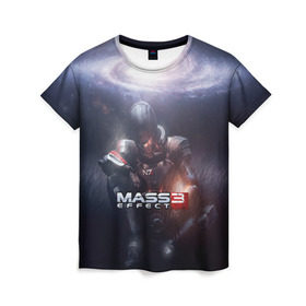 Женская футболка 3D с принтом MASS EFFECT 3 в городе Новоалтайск, 100% полиэфир ( синтетическое хлопкоподобное полотно) | прямой крой, круглый вырез горловины, длина до линии бедер | Тематика изображения на принте: amdromeda initiative | andromeda | game | gun | hemet | n7 | rifle | ryder | soldier | space | star | weapon