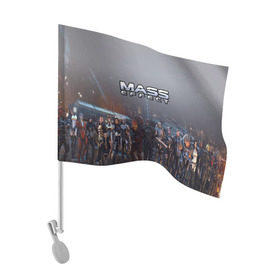 Флаг для автомобиля с принтом Mass Effect в городе Новоалтайск, 100% полиэстер | Размер: 30*21 см | amdromeda initiative | andromeda | game | gun | hemet | n7 | rifle | ryder | soldier | space | star | weapon