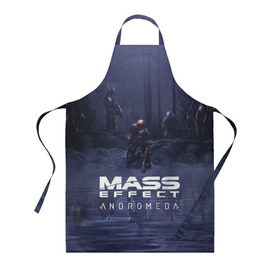 Фартук 3D с принтом MASS EFFECT ANDROMEDA в городе Новоалтайск, 100% полиэстер | общий размер — 65 х 85 см, ширина нагрудника — 26 см, горловина — 53 см, длина завязок — 54 см, общий обхват в поясе — 173 см. Принт на завязках и на горловине наносится с двух сторон, на основной части фартука — только с внешней стороны | amdromeda initiative | andromeda | game | gun | hemet | n7 | rifle | ryder | soldier | space | star | weapon