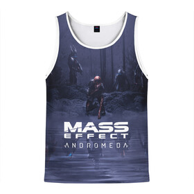 Мужская майка 3D с принтом MASS EFFECT ANDROMEDA в городе Новоалтайск, 100% полиэстер | круглая горловина, приталенный силуэт, длина до линии бедра. Пройма и горловина окантованы тонкой бейкой | Тематика изображения на принте: amdromeda initiative | andromeda | game | gun | hemet | n7 | rifle | ryder | soldier | space | star | weapon
