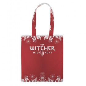 Сумка 3D повседневная с принтом The Witcher Новогодний в городе Новоалтайск, 100% полиэстер | Плотность: 200 г/м2; Размер: 34×35 см; Высота лямок: 30 см | 