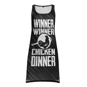 Платье-майка 3D с принтом Winner Winner Chicken Dinner в городе Новоалтайск, 100% полиэстер | полуприлегающий силуэт, широкие бретели, круглый вырез горловины, удлиненный подол сзади. | battle | battlegrounds | player | pubg | royale | unknowns | битва | игра | королевская | пабг | пубг