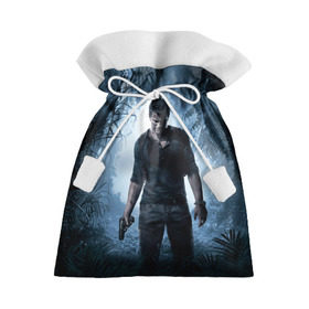 Подарочный 3D мешок с принтом Uncharted 4 (лого на спине) в городе Новоалтайск, 100% полиэстер | Размер: 29*39 см | Тематика изображения на принте: action | ps | анчартед | игра