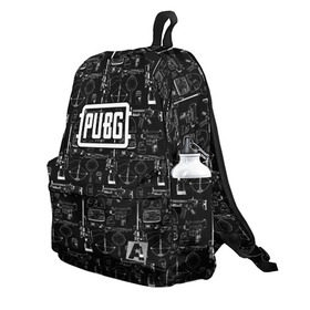 Рюкзак 3D с принтом PUBG в городе Новоалтайск, 100% полиэстер | лямки с регулируемой длиной, сверху петелька, чтобы рюкзак можно было повесить на вешалку. Основное отделение закрывается на молнию, как и внешний карман. Внутри два дополнительных кармана, один из которых закрывается на молнию. По бокам два дополнительных кармашка | battlegrounds | chicken | chickendinner | dinner | game | pcgaming | playerunknownsbattlegrounds | pubg | videogames | баттл | баттлграунд | куриныйобед | курица | обед | пабг
