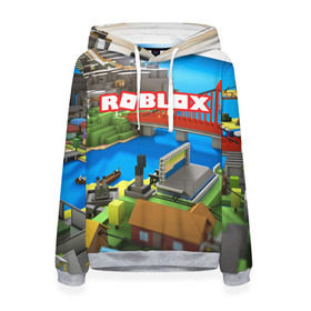 Женская толстовка 3D с принтом ROBLOX в городе Новоалтайск, 100% полиэстер  | двухслойный капюшон со шнурком для регулировки, мягкие манжеты на рукавах и по низу толстовки, спереди карман-кенгуру с мягким внутренним слоем. | block | lego | logo | minecraft | online | oof | quest | roblocks | roblockx | roblox | studio | блок | блоки | голова | игра | игры | квест | лего | лицо | лого | логотип | майнкрафт | онлайн | роблокс | символ | студия